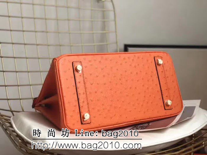 愛馬仕Hermes原版牛皮鴕鳥紋 Birkin 鉑金包 時尚手提包 0AM1013
